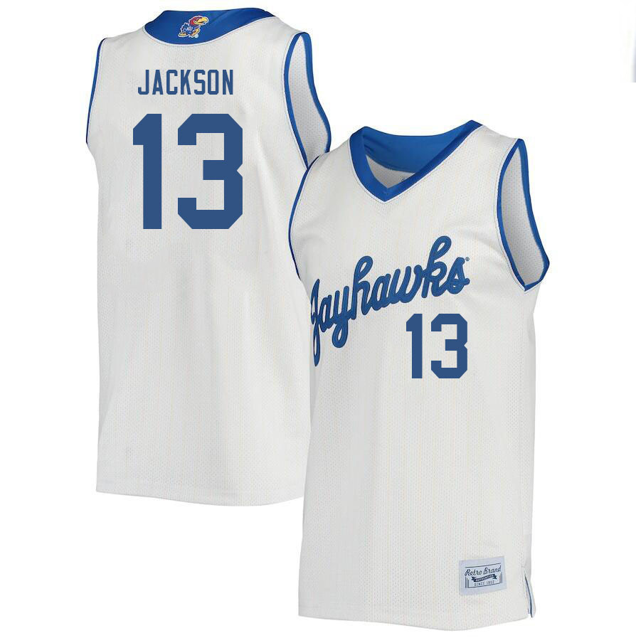 Men #13 Elmarko Jackson Kansas Jayhawks College Basketball Jerseys Stitched Sale-Retro